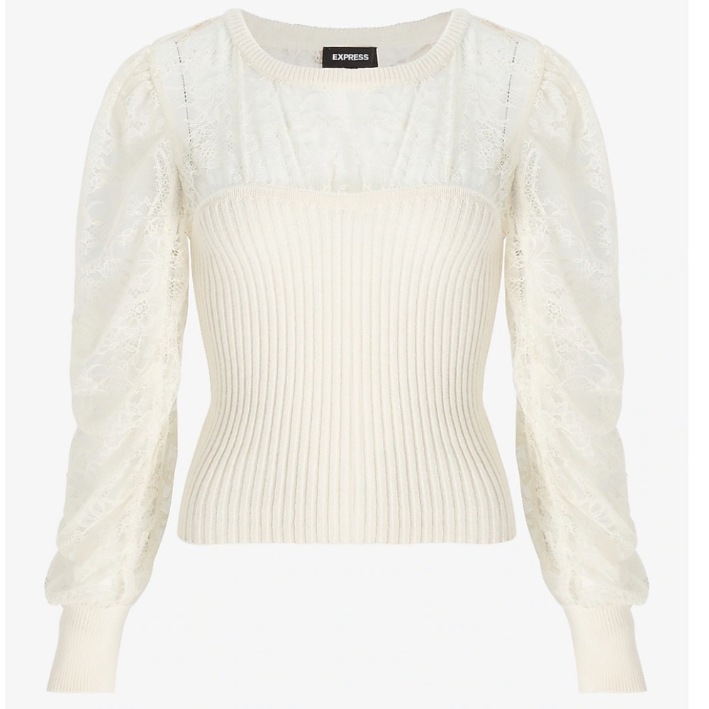 Express Lace Balloon Sleeve Sweater